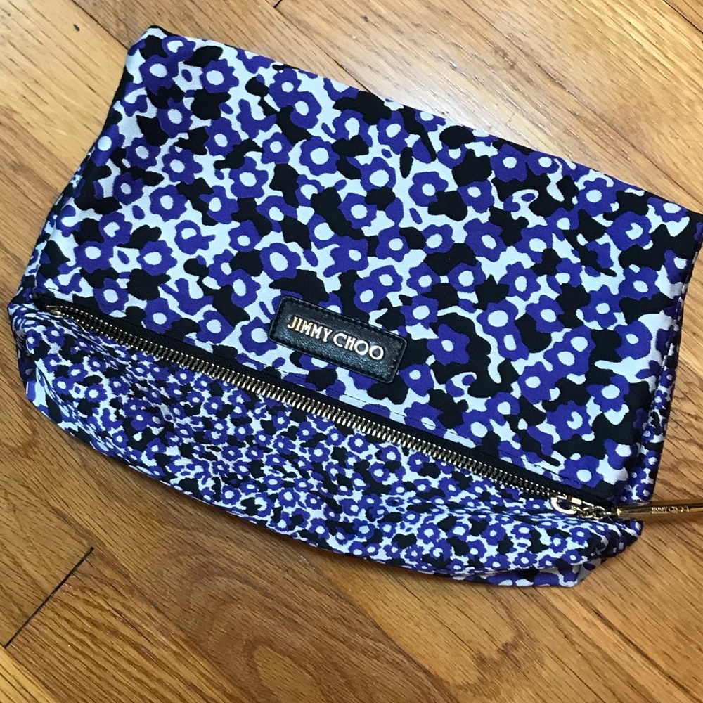 Jimmy Choo Purple Floral Fabric Fold Over Clutch